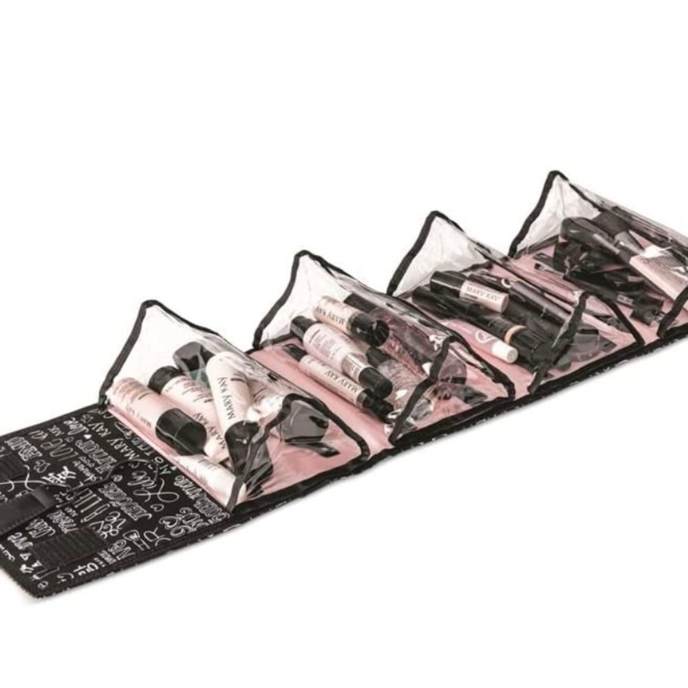 NWT Mary Kay Travel Roll-Up Bag (unfilled) 4 Departments, Black, White & Pink - Picture 7 of 7